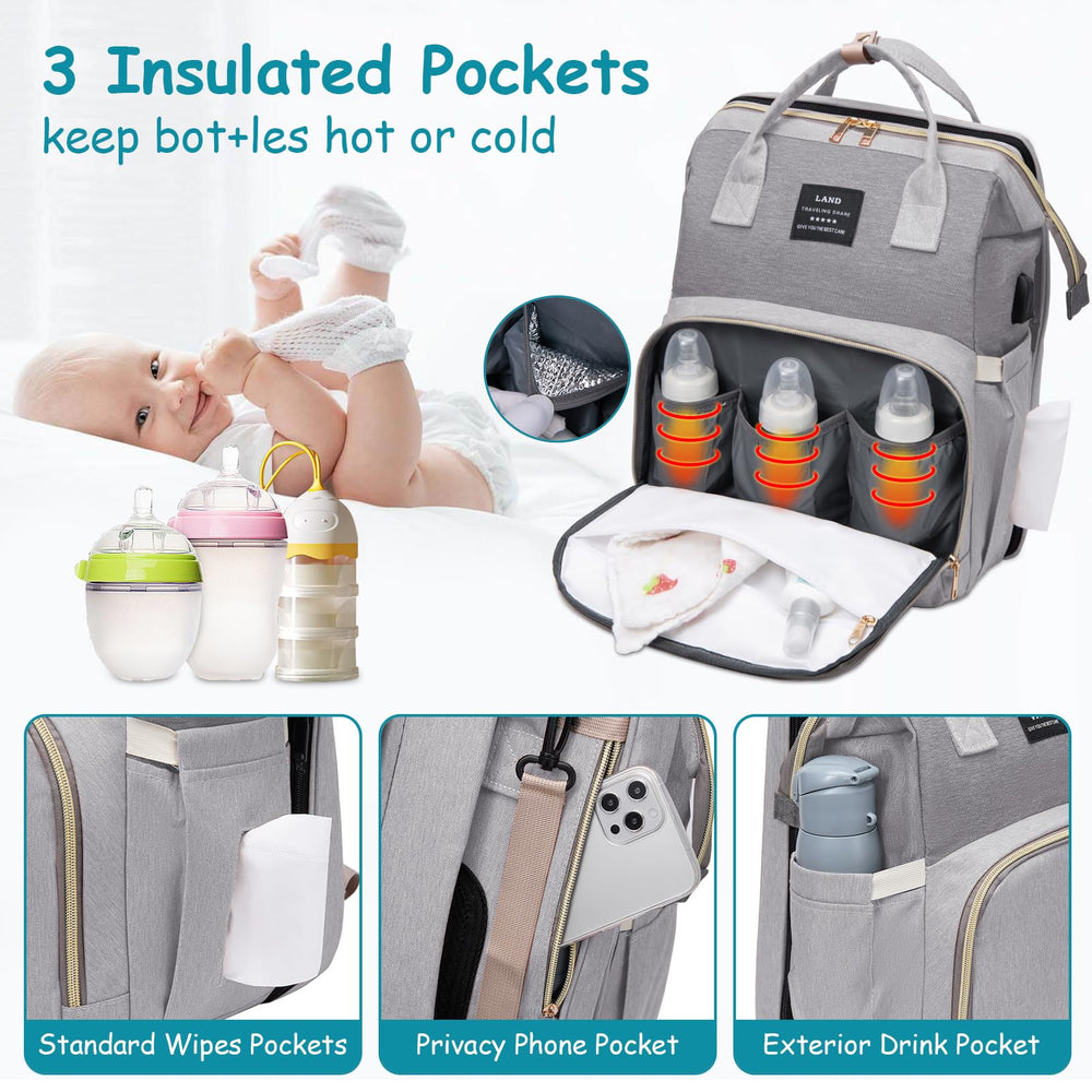 AFDLLDQM diaper bag backpack supports multi-modal carry for travel and errands.