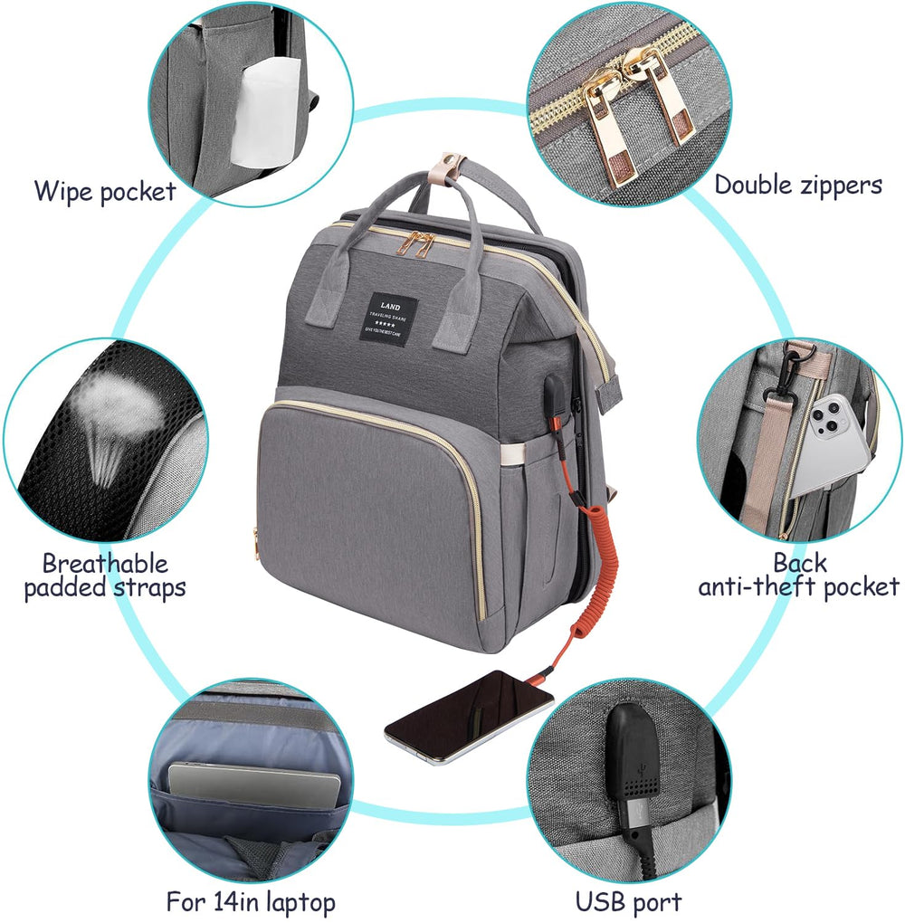 AFDLLDQM diaper bag backpack uses waterproof fabric to protect contents.