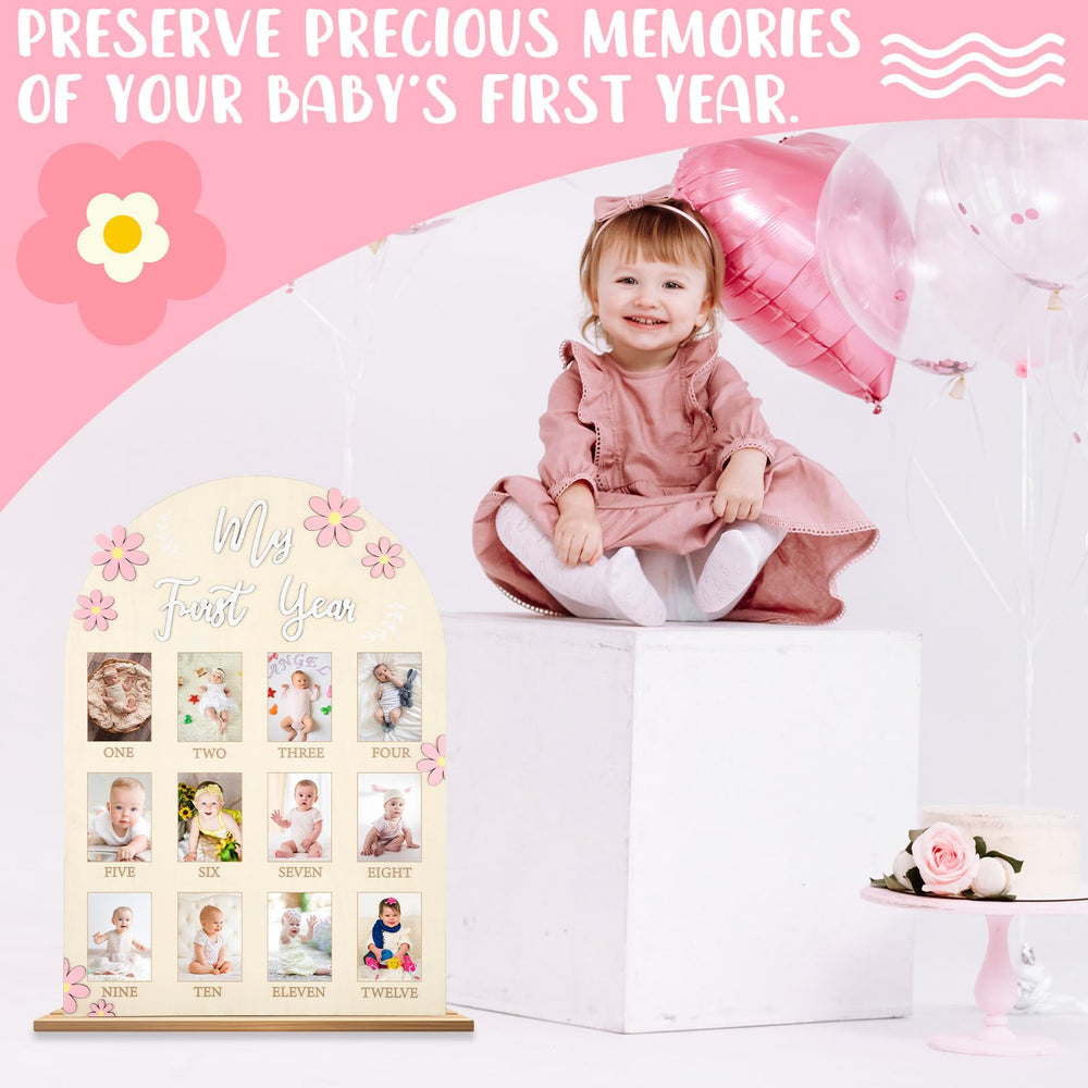 Afniimyapt daisy birthday decor in nursery setting provides a tasteful keepsake display.