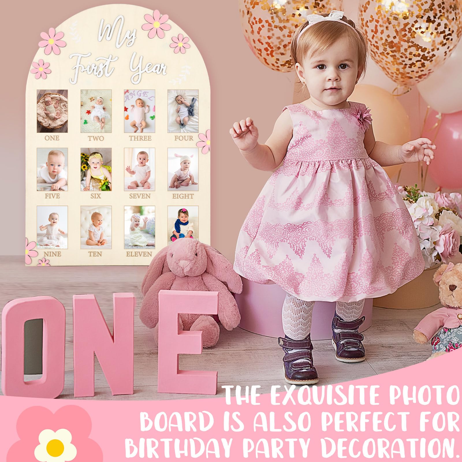 Afniimyapt daisy board 12-month layout as a thoughtful baby gift keepsake.