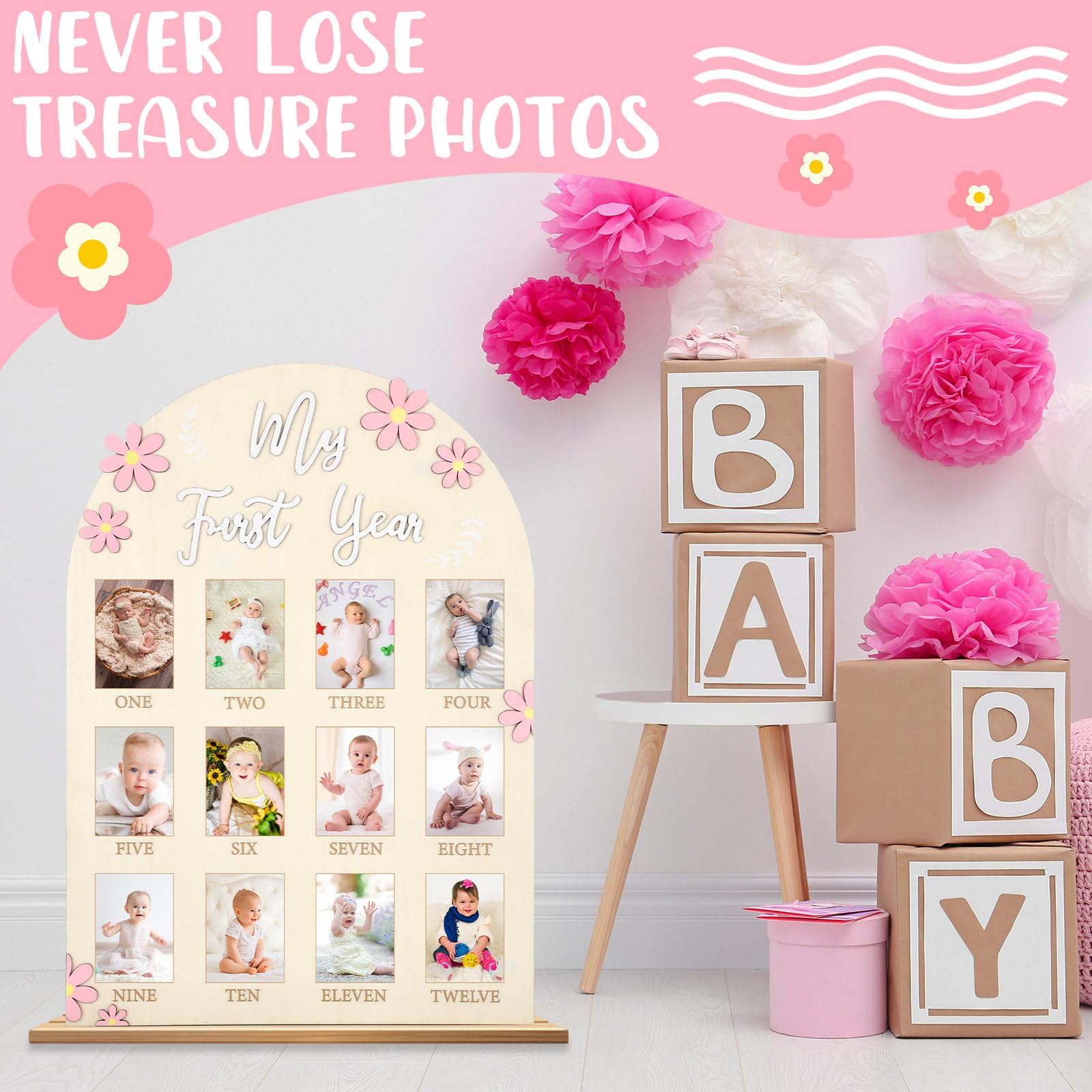 Afniimyapt daisy board wood texture and rounded corners ensure safe, enduring keepsake.