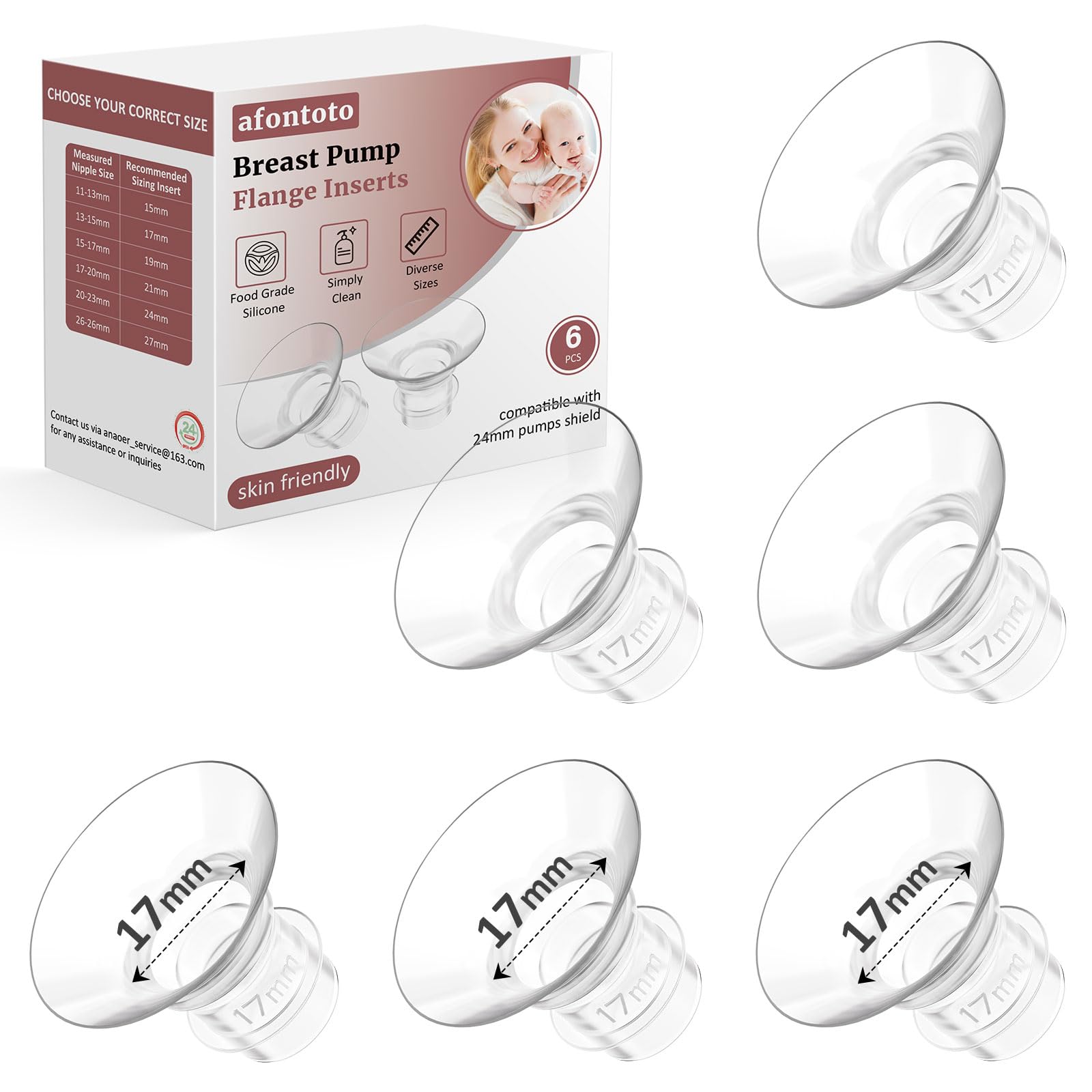 afontoto 17mm flange insert with 24mm shields for a comfortable pumping fit.