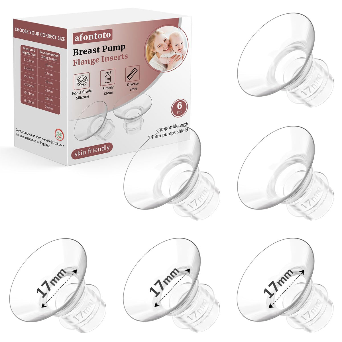 afontoto 17mm flange insert with 24mm shields for a comfortable pumping fit.