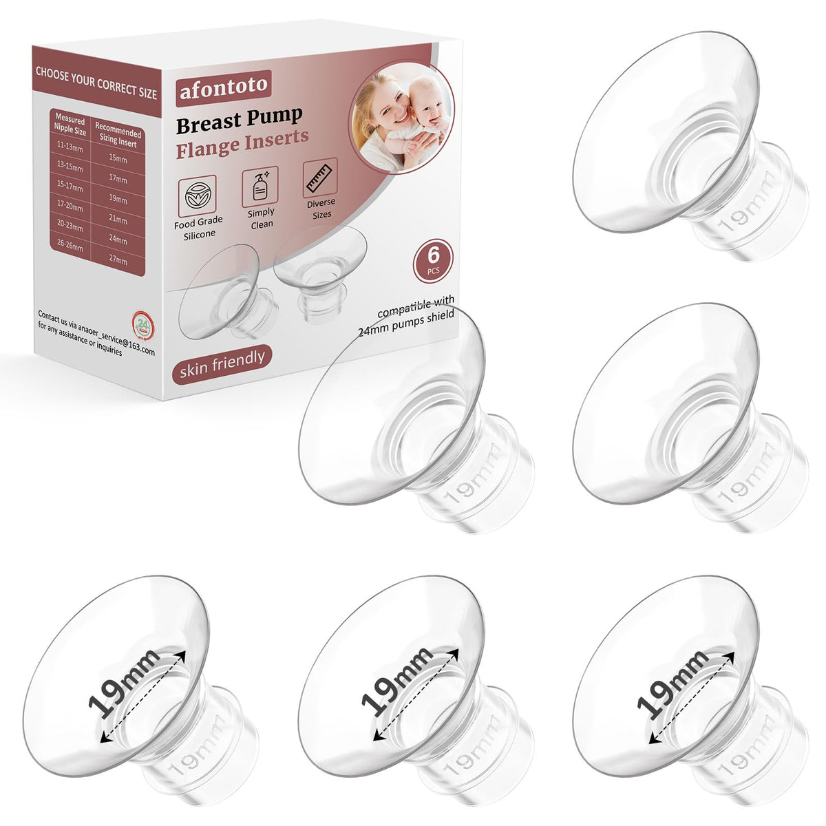 afontoto flange insert 19mm close-up shows soft silicone for comfortable 24mm shields