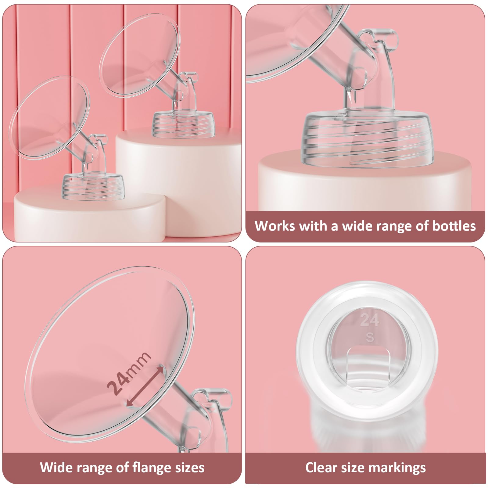 afontoto flange shown with Spectra and Avent bottle compatibility reference.