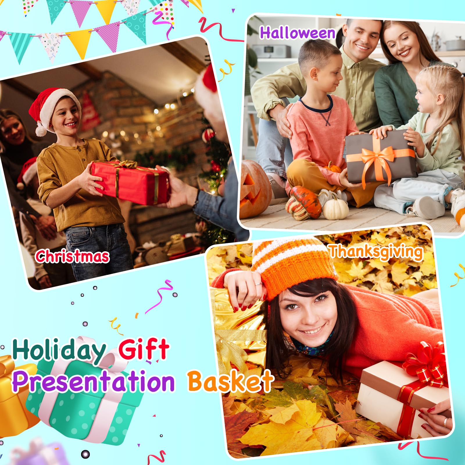AFOROEOA stack of empty baskets ready for versatile holiday or party gift ideas