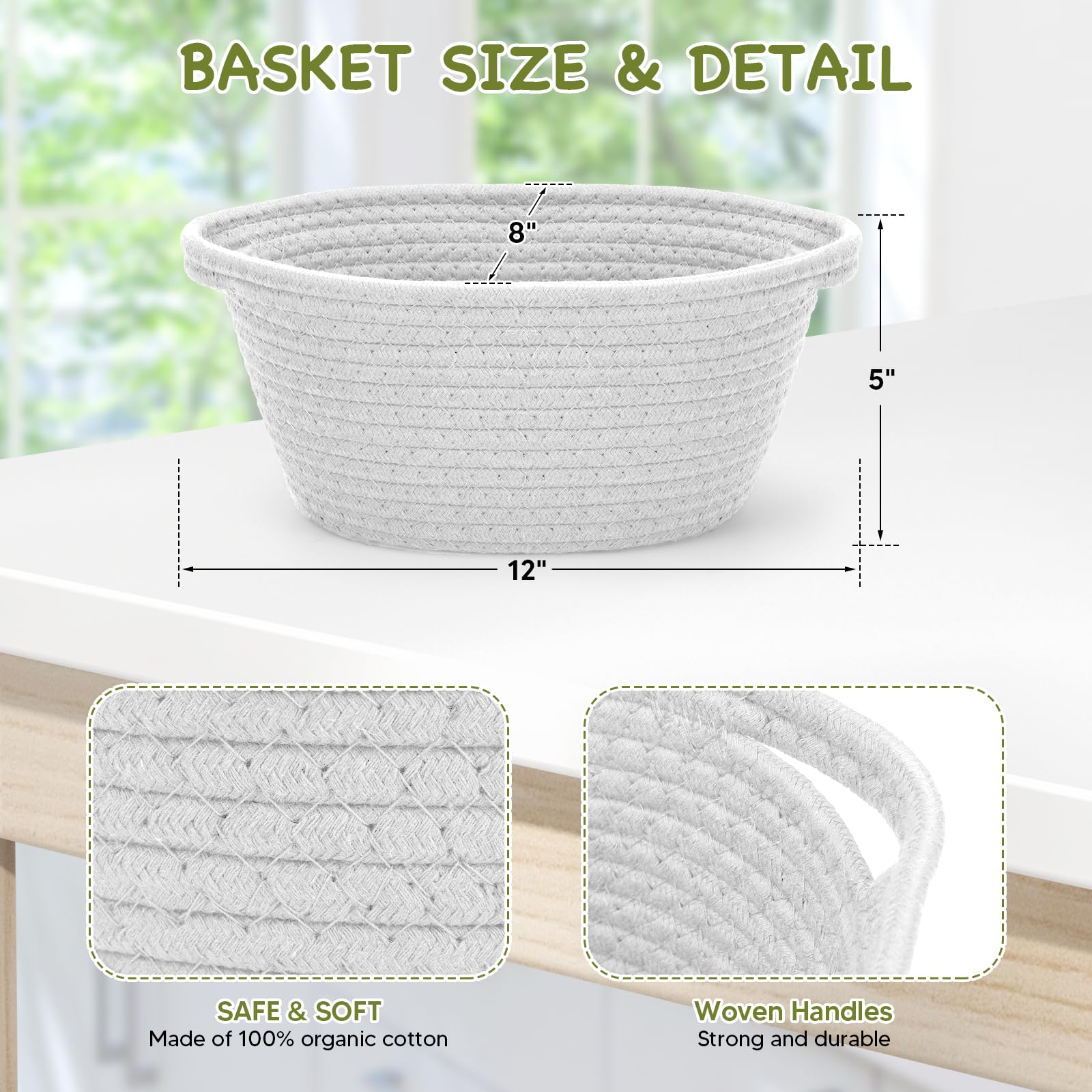 AFOROEOA woven basket closeup highlights durable handles for easy transport
