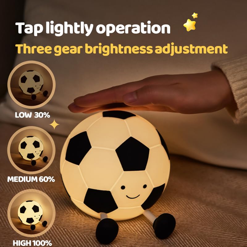 AGEK soccer lamp emits soft warm light with anti-blue spectrum.