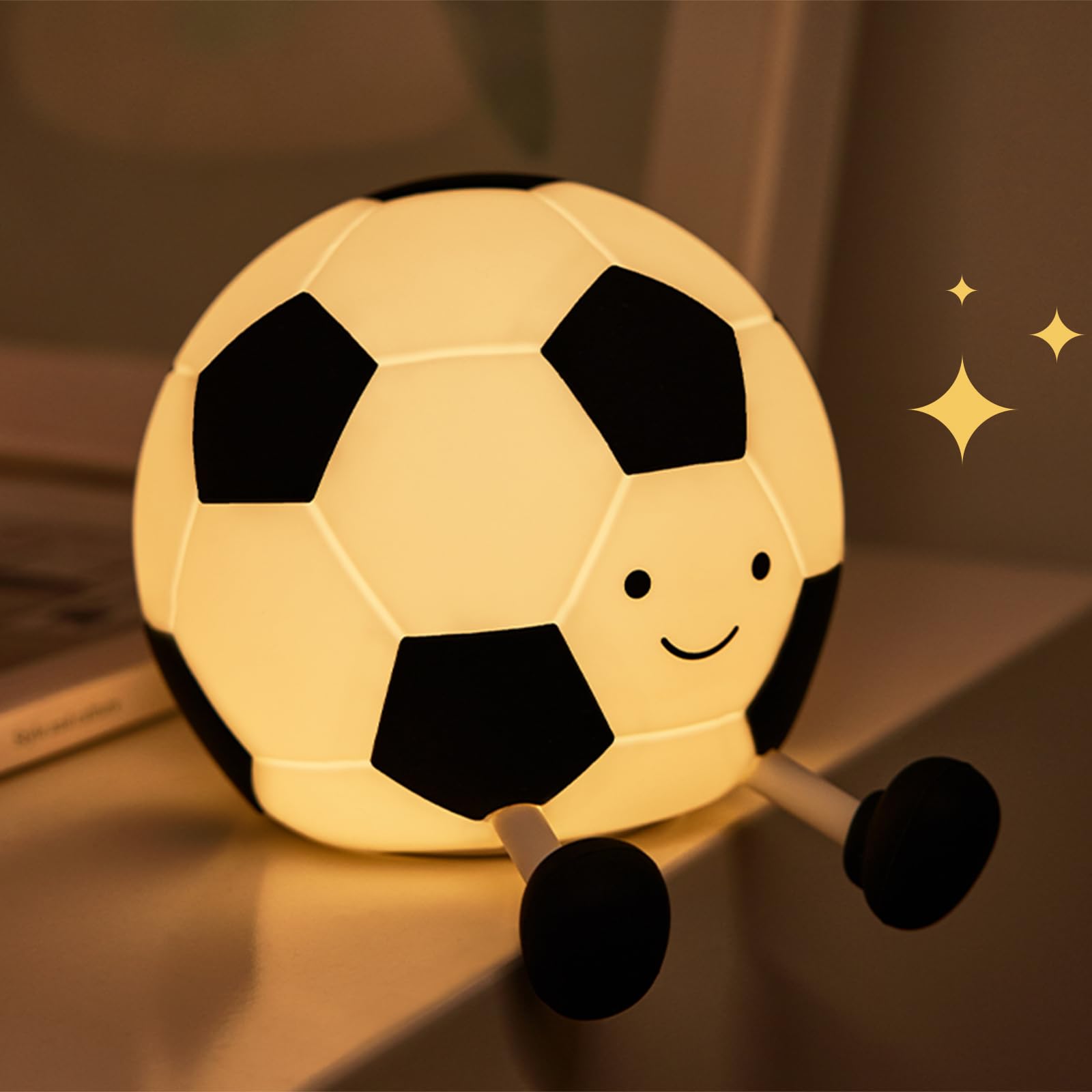 AGEK Soccer Night Light adorable design adds playful charm to kids' room.