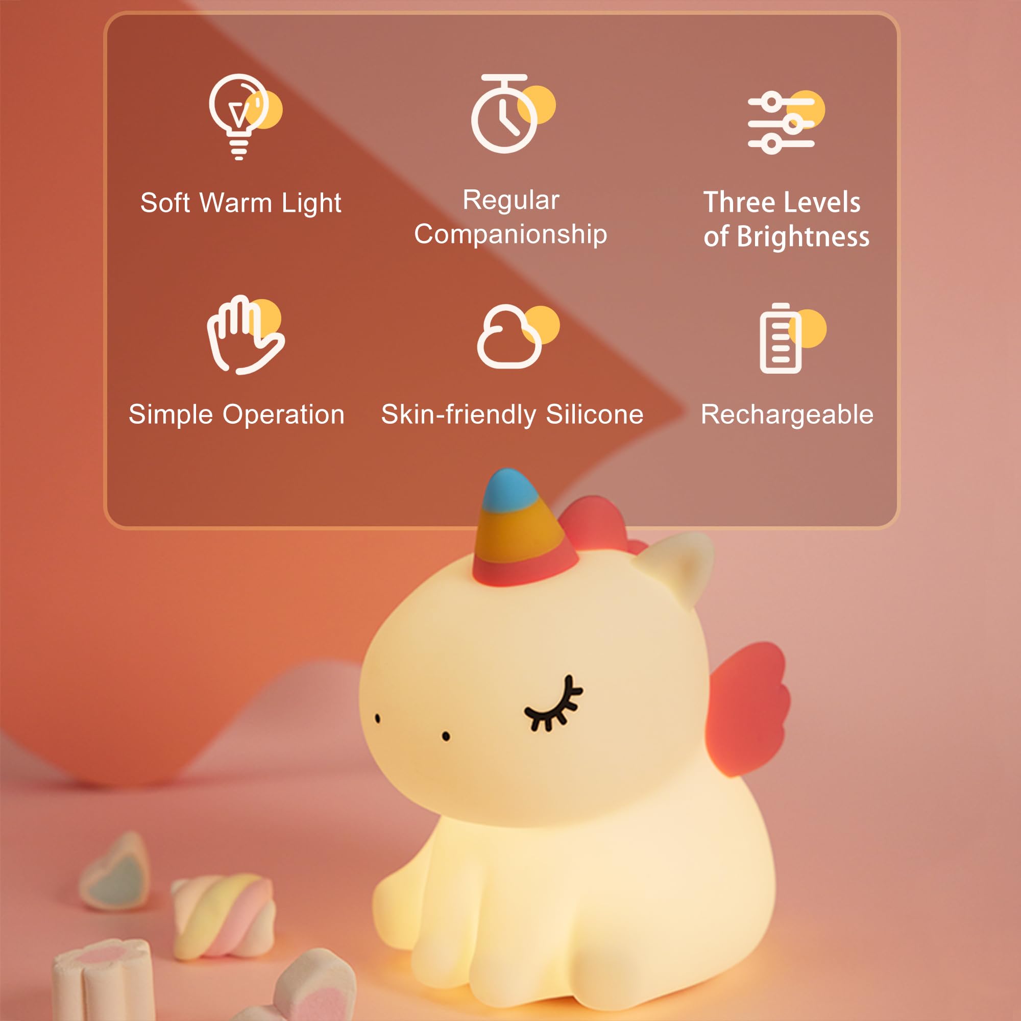 AGEK Unicorn night light color-change mode offers seven soothing hues