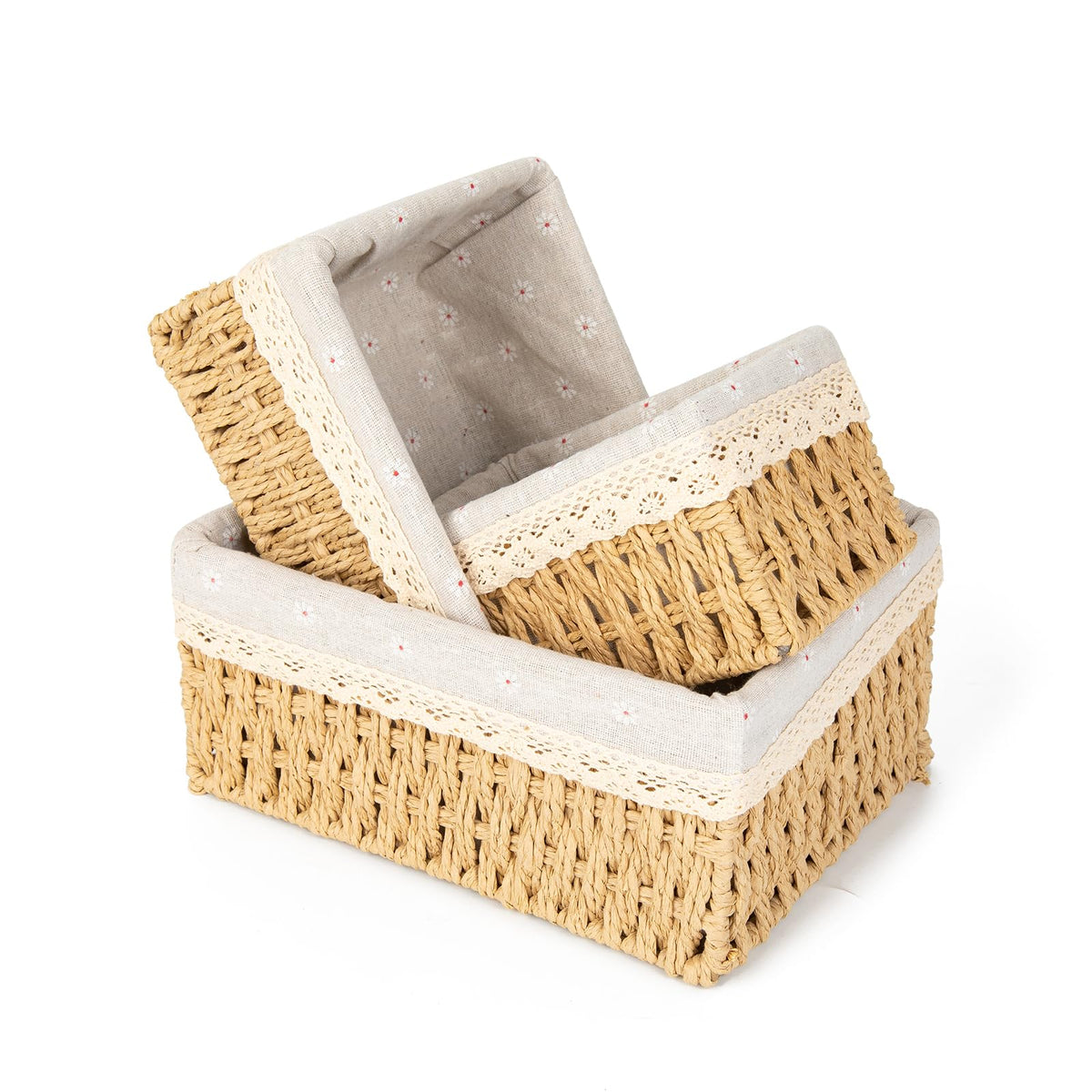 Agirlvct wicker baskets large beige on counter for tidy, accessible storage.