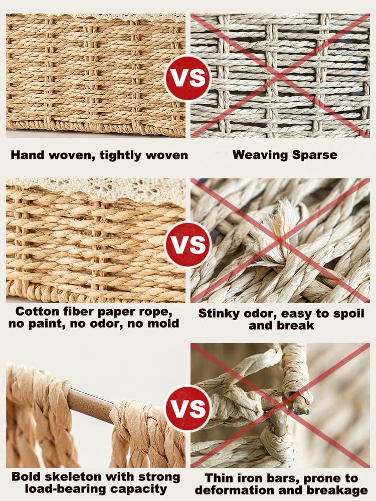 Agirlvct wicker baskets liner inside protects contents with soft lining.