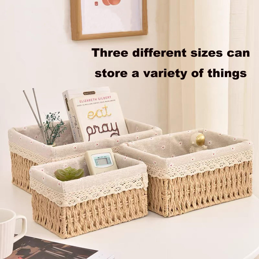 Agirlvct wicker baskets small beige perfect for bedside essentials.