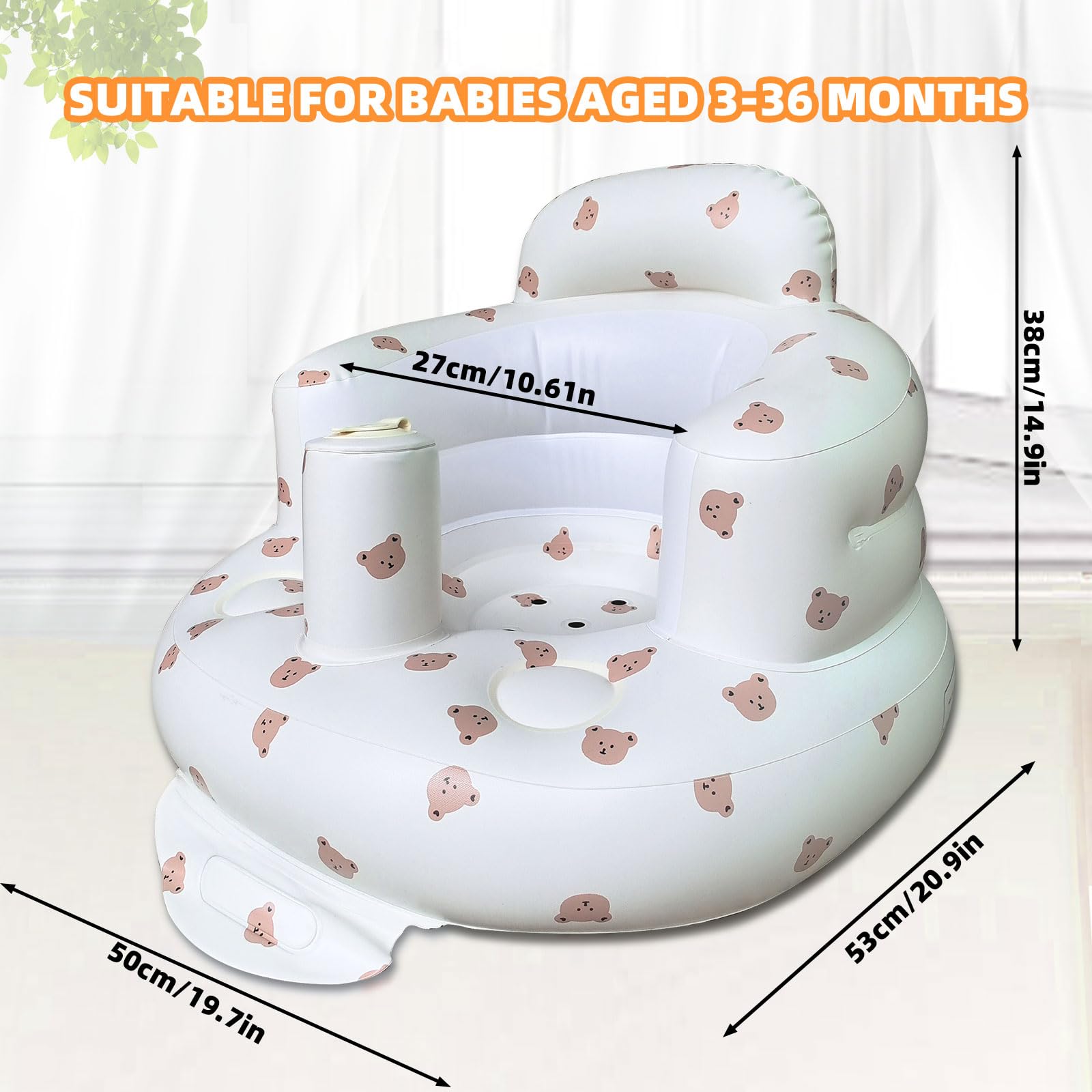 AGITVPS Bear breathable vents keep baby comfortable during longer sits.