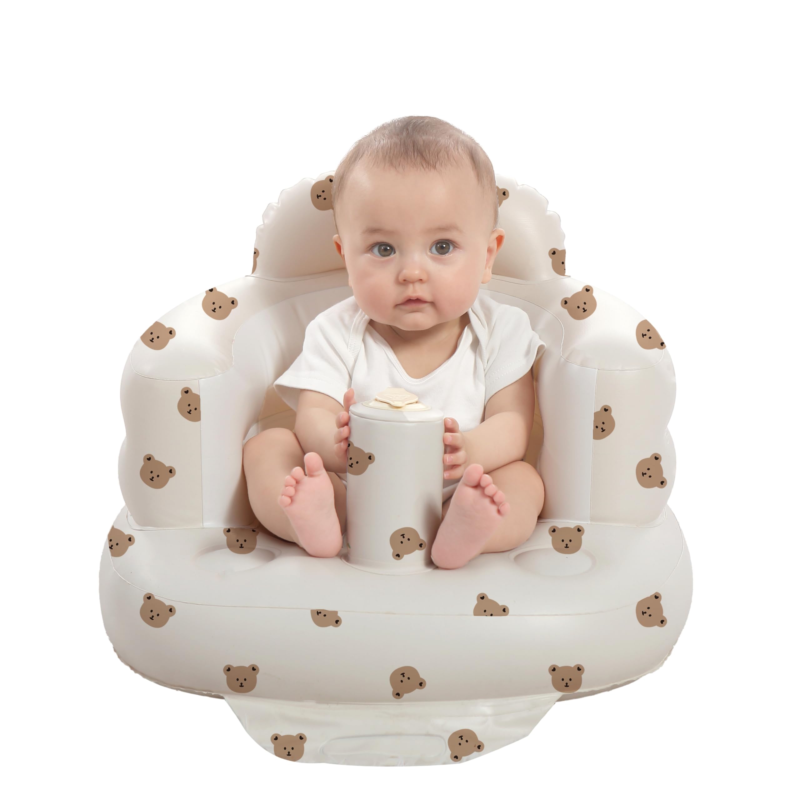 AGITVPS Bear inflatable baby seat with built-in pump, ready for quick inflation.