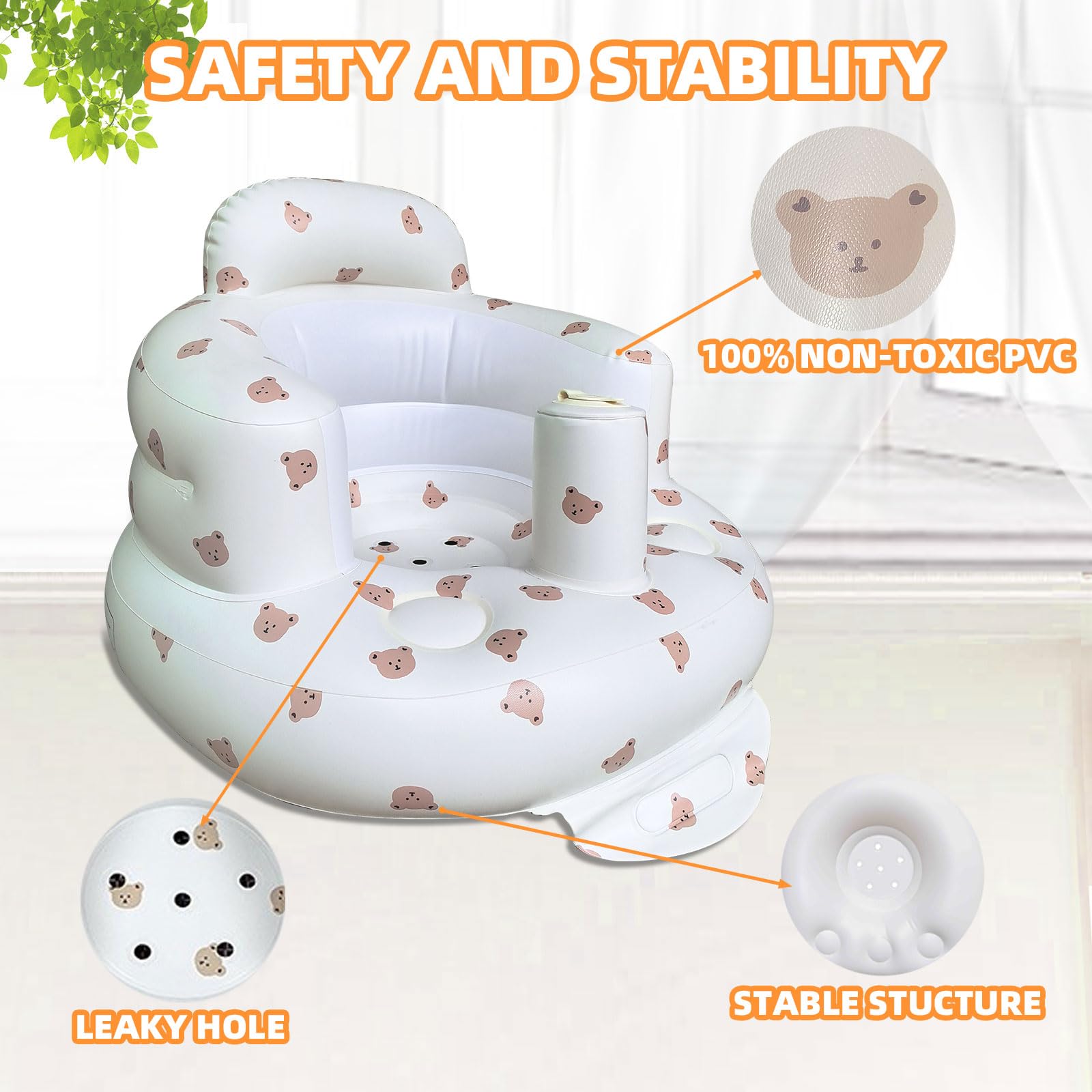 AGITVPS Bear seat shows wide backrest and armrests for upright support.