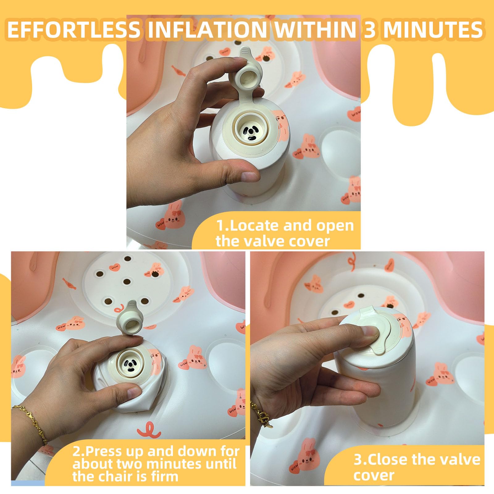 AGITVPS inflatable baby seat with built-in pump enables quick, effortless inflation