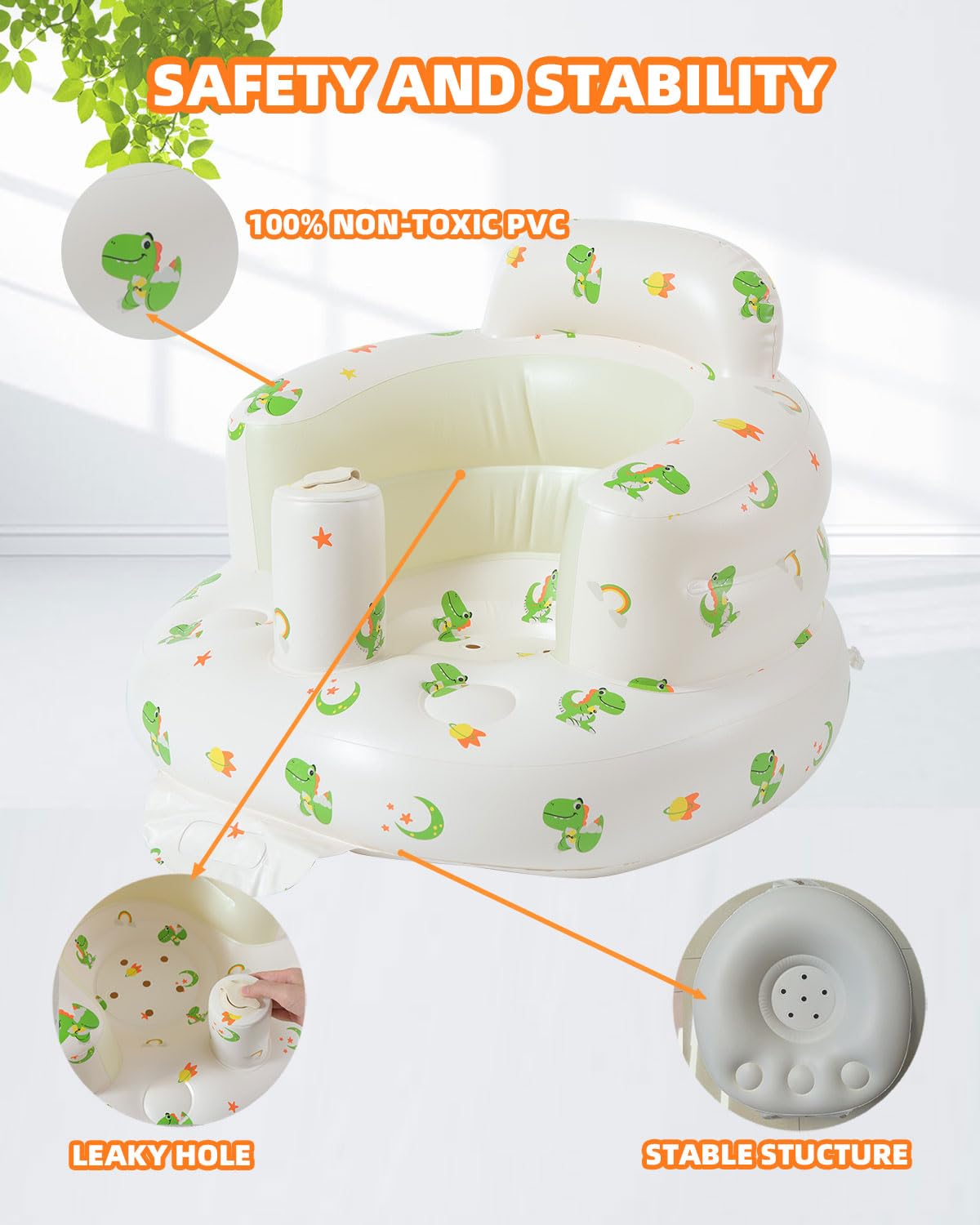 AGITVPS seat features breathable vents to keep baby comfortable during longer sessions