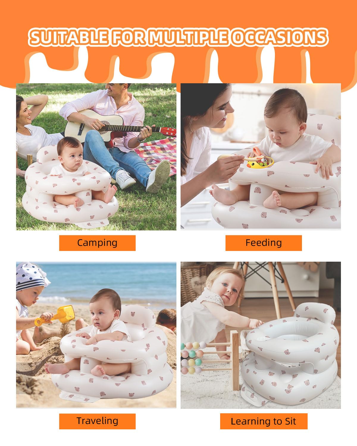 AGITVPS Surround Bear Seat anti-slip base keeps baby steady