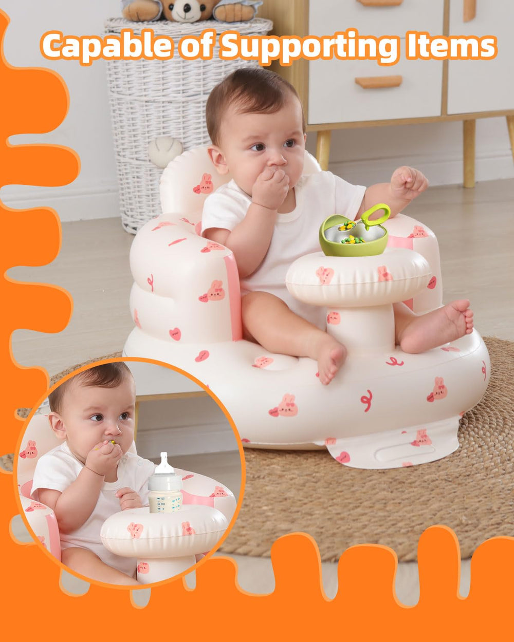 AGITVPS Upgrade inflatable baby seat with built-in air pump enables quick setup
