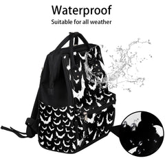Aglebo Hallween Bats diaper bag with insulated pockets keeps bottles at temperature.