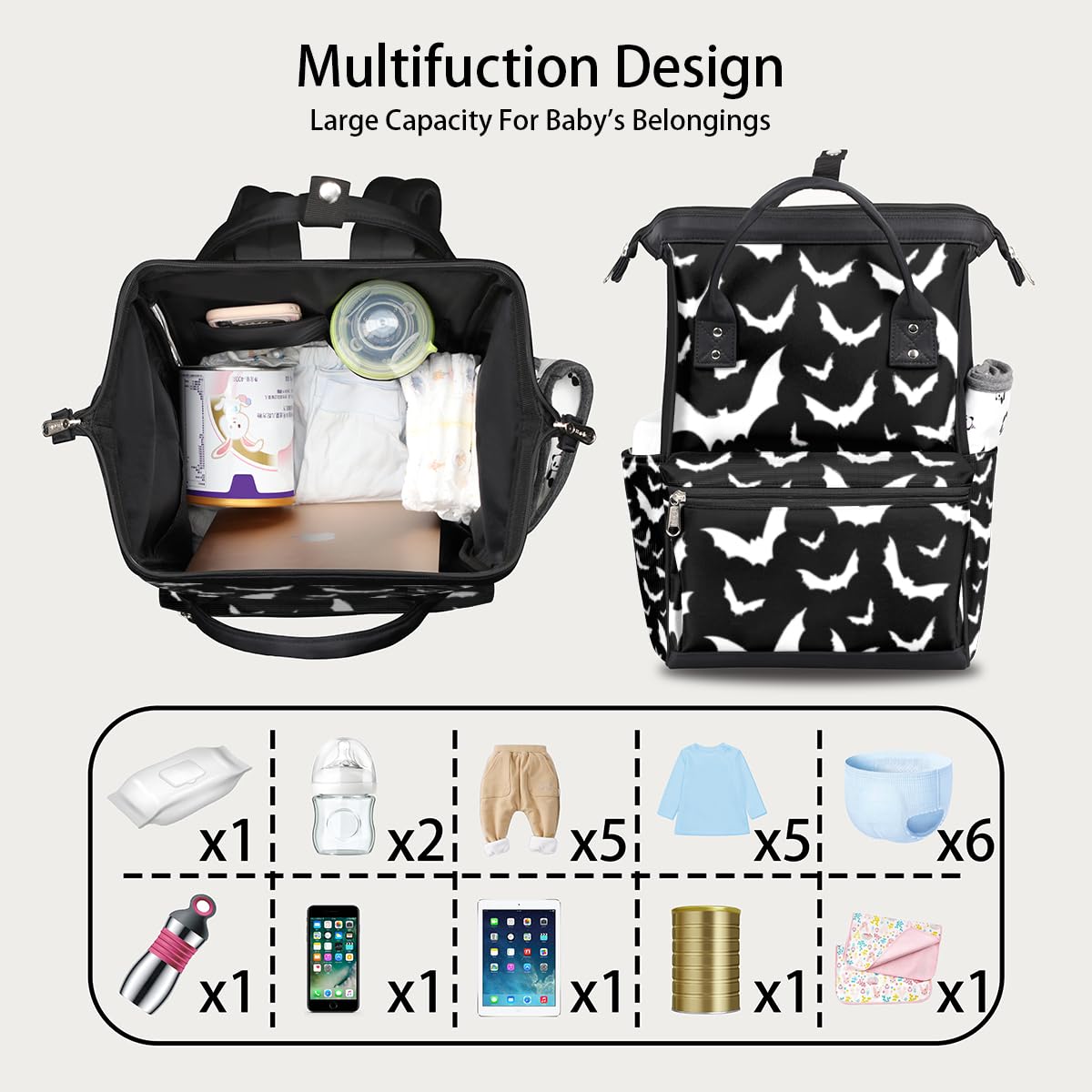 Aglebo Hallween Bats stroller straps enable hands-free outings.