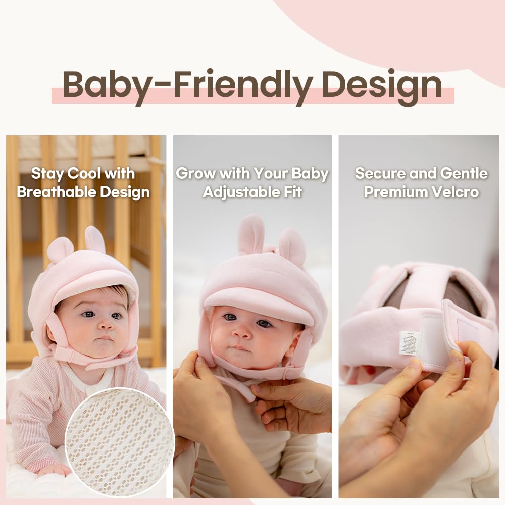 AGUARD baby head protector adjustable velcro strap ensures snug fit during crawling