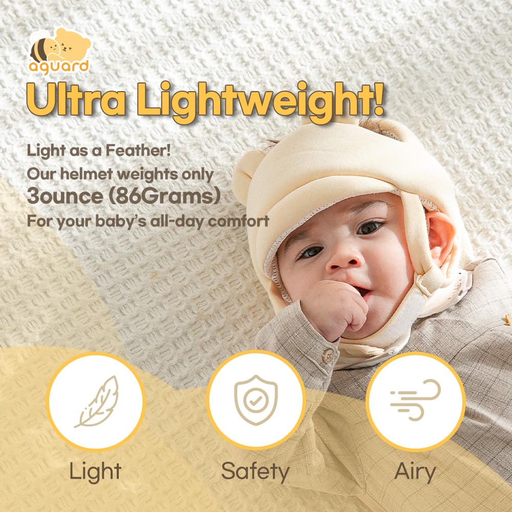 AGUARD Baby Head Protector Y-shaped chin strap secures without irritation.
