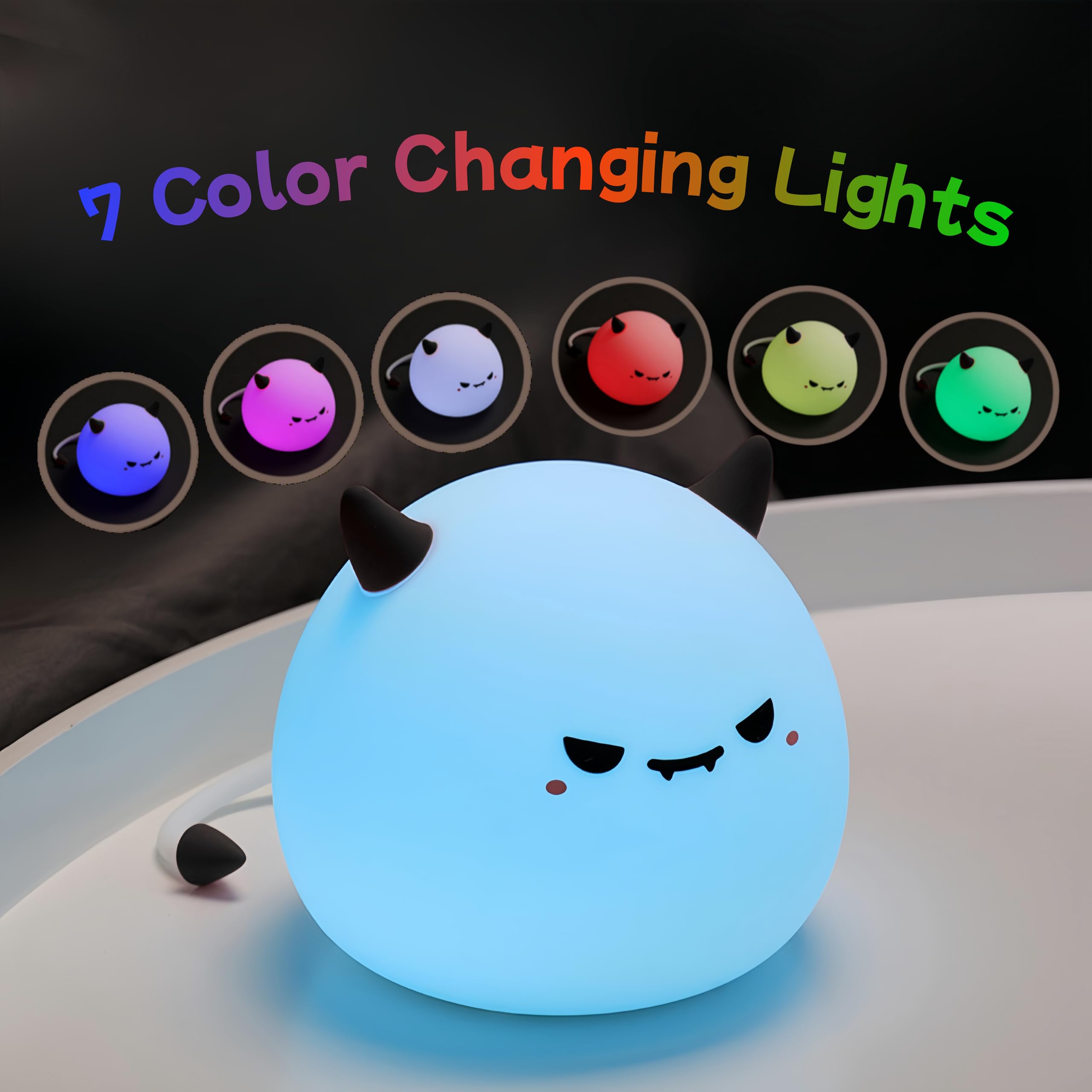 AGV Cici cute monster night light soft silicone close-up shows squishy material for safe play.