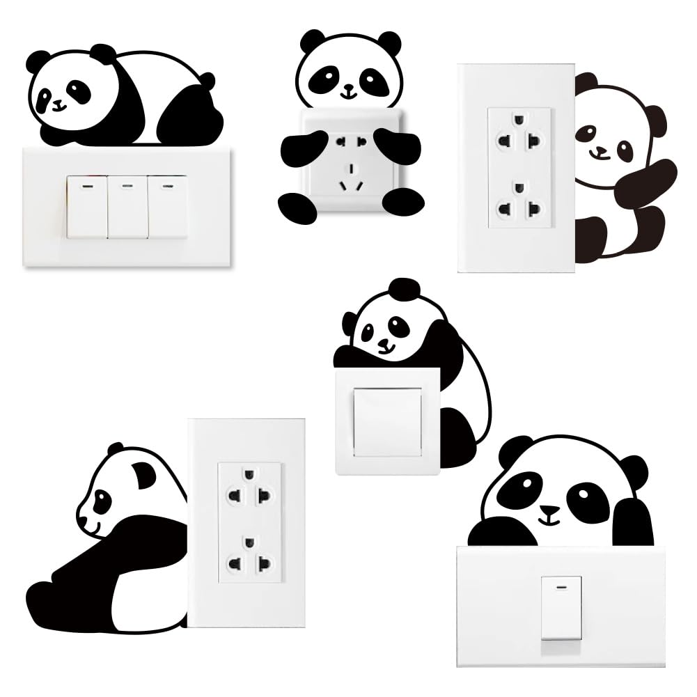 AHANDMAKER panda light switch stickers on switches add playful decor and quick room upgrade