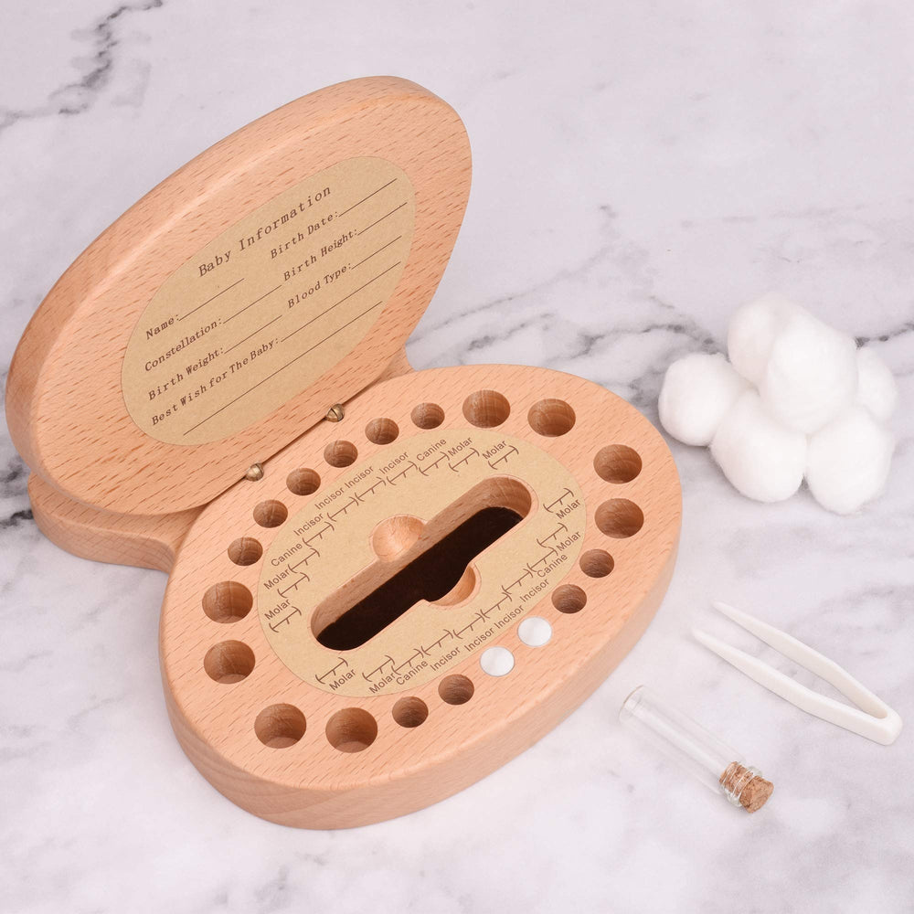 AhfuLife baby tooth box open lid provides quick access to keepsakes