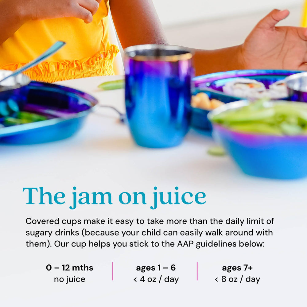 Ahimsa Kids Cup 8oz size fits little hands comfortably.