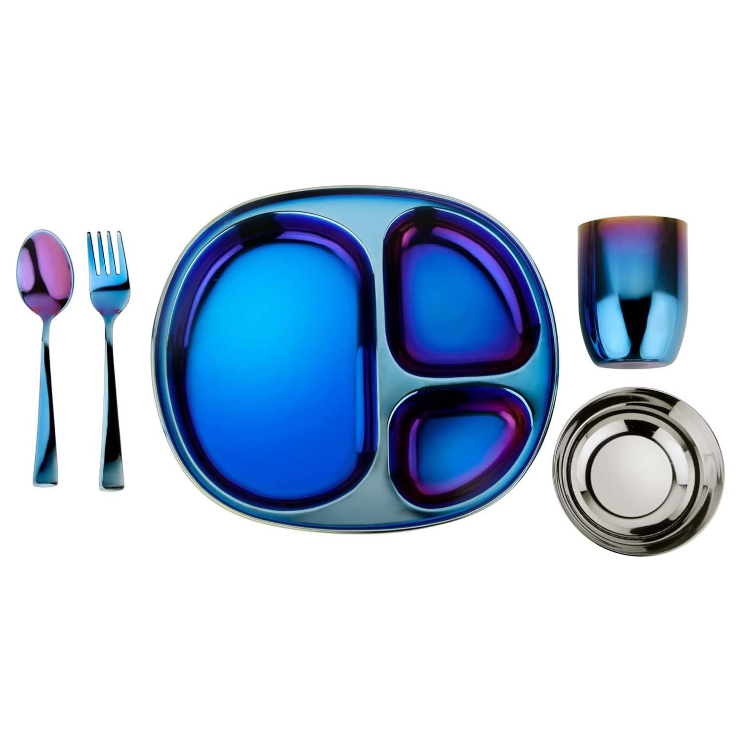 Ahimsa kids dinnerware divided plate with balanced portions for easy self-feeding.