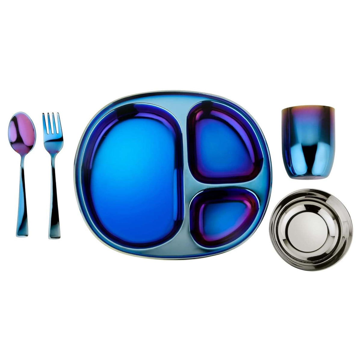 Ahimsa kids dinnerware divided plate with balanced portions for easy self-feeding.