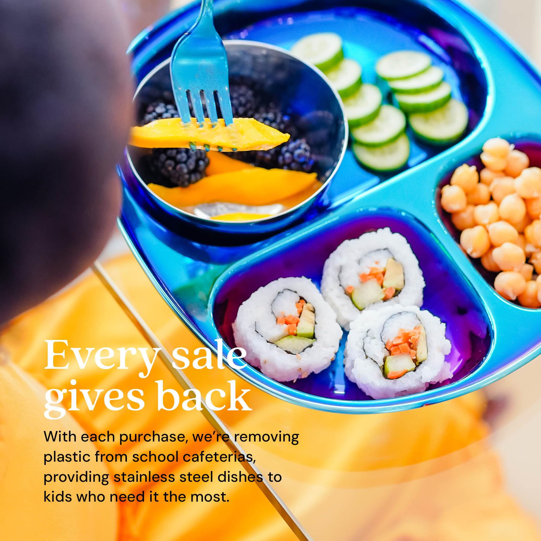 Ahimsa kids dinnerware spoon for safe, mess-free meals.