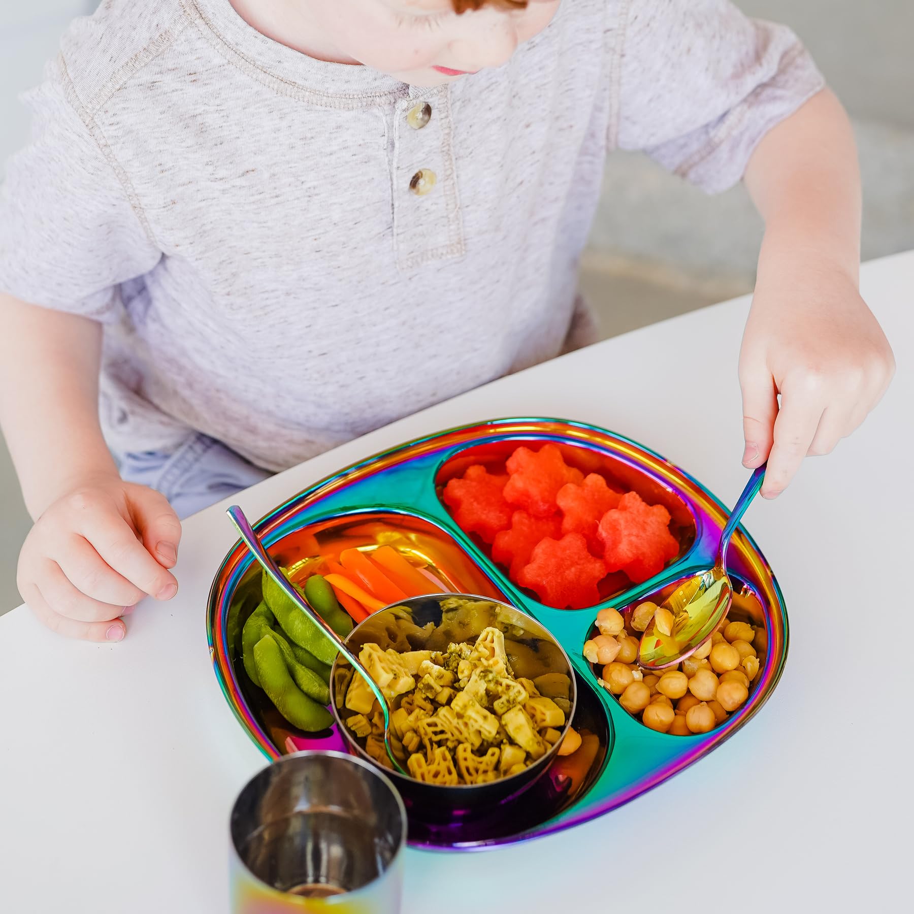 Ahimsa everyday-use utensils shown in a lunchbox for busy families.