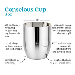 Ahimsa open-cup practice with 8oz cup helps toddlers build independence and coordination.