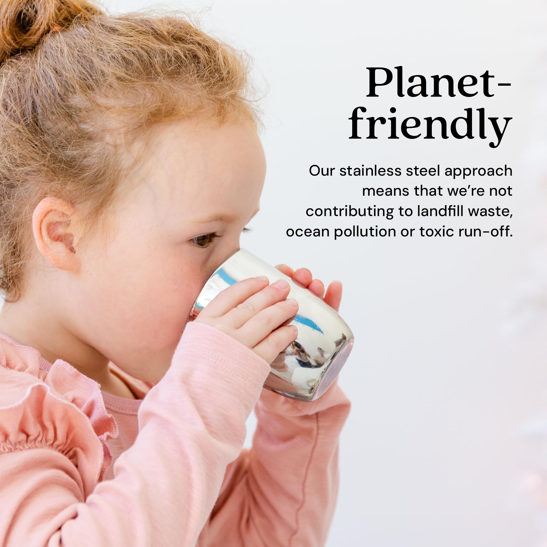 Ahimsa 8oz cup with weighted base reduces spills during sip-and-go moments.