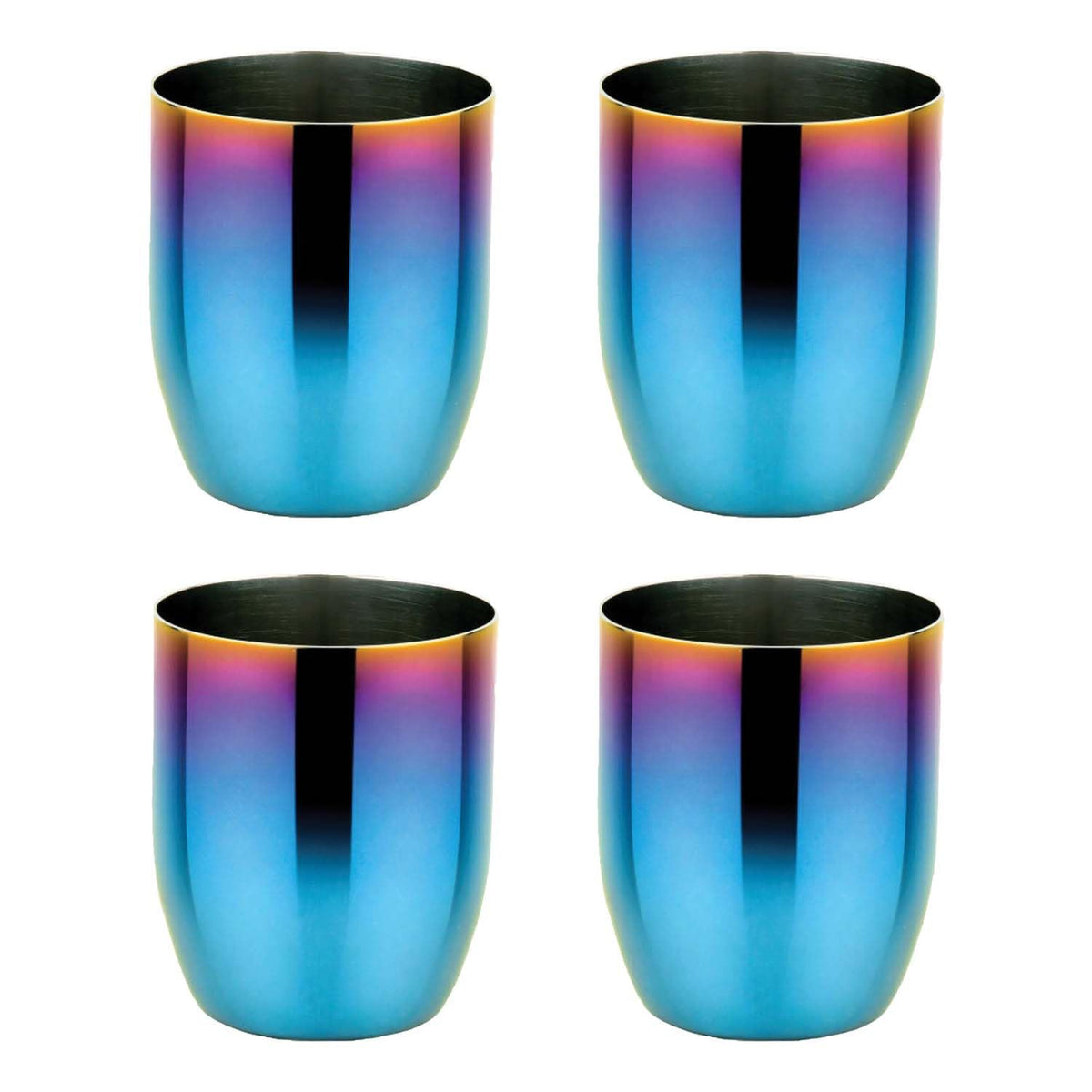 Ahimsa stainless steel kids cups iridescent blue set 4 open cup training