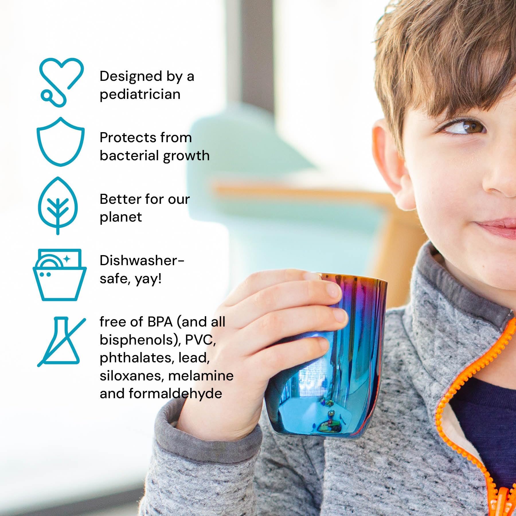 Ahimsa cups with weighted base provide stability to reduce spills