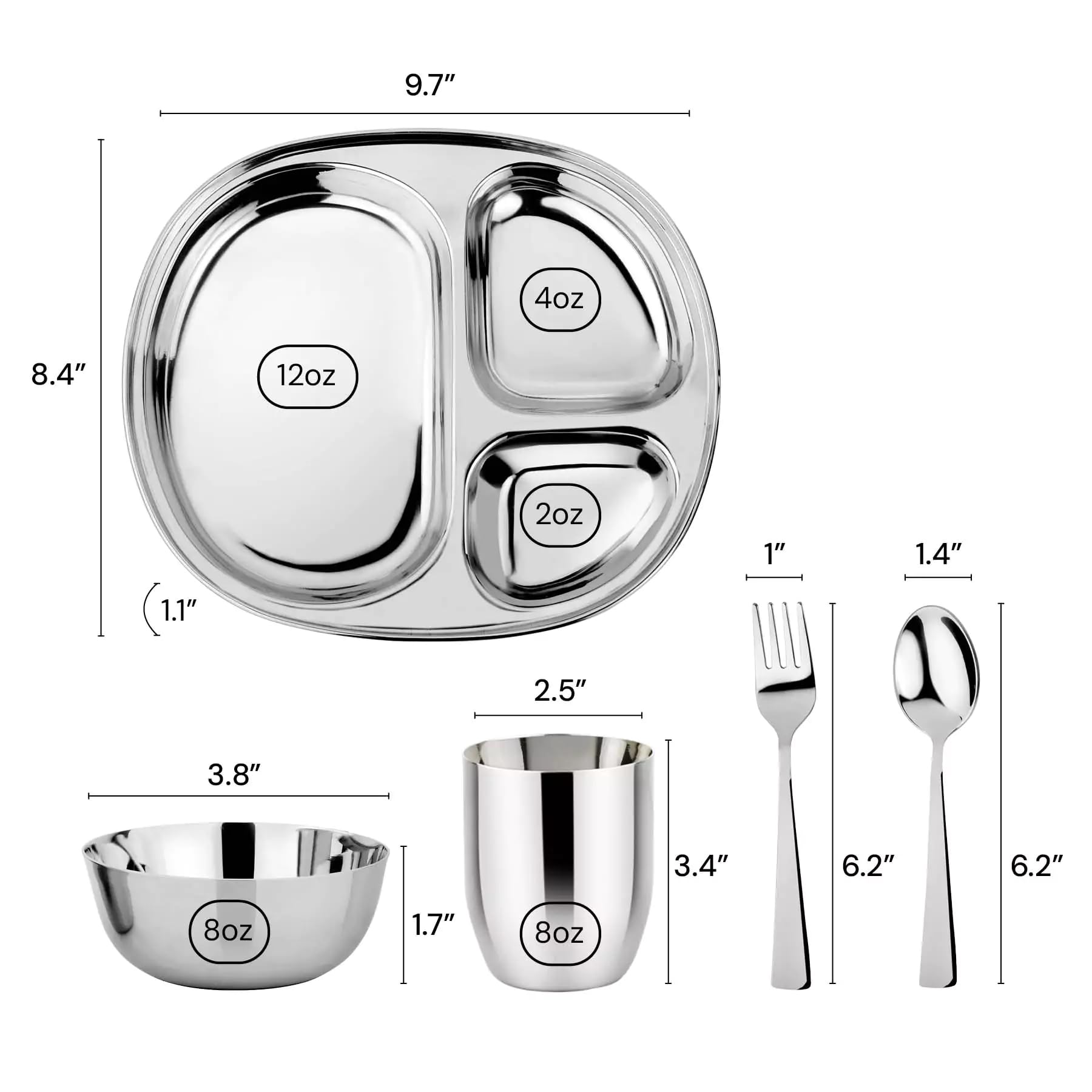 Ahimsa mirror-polished finish close-up highlights premium, toxin-free lunchware.