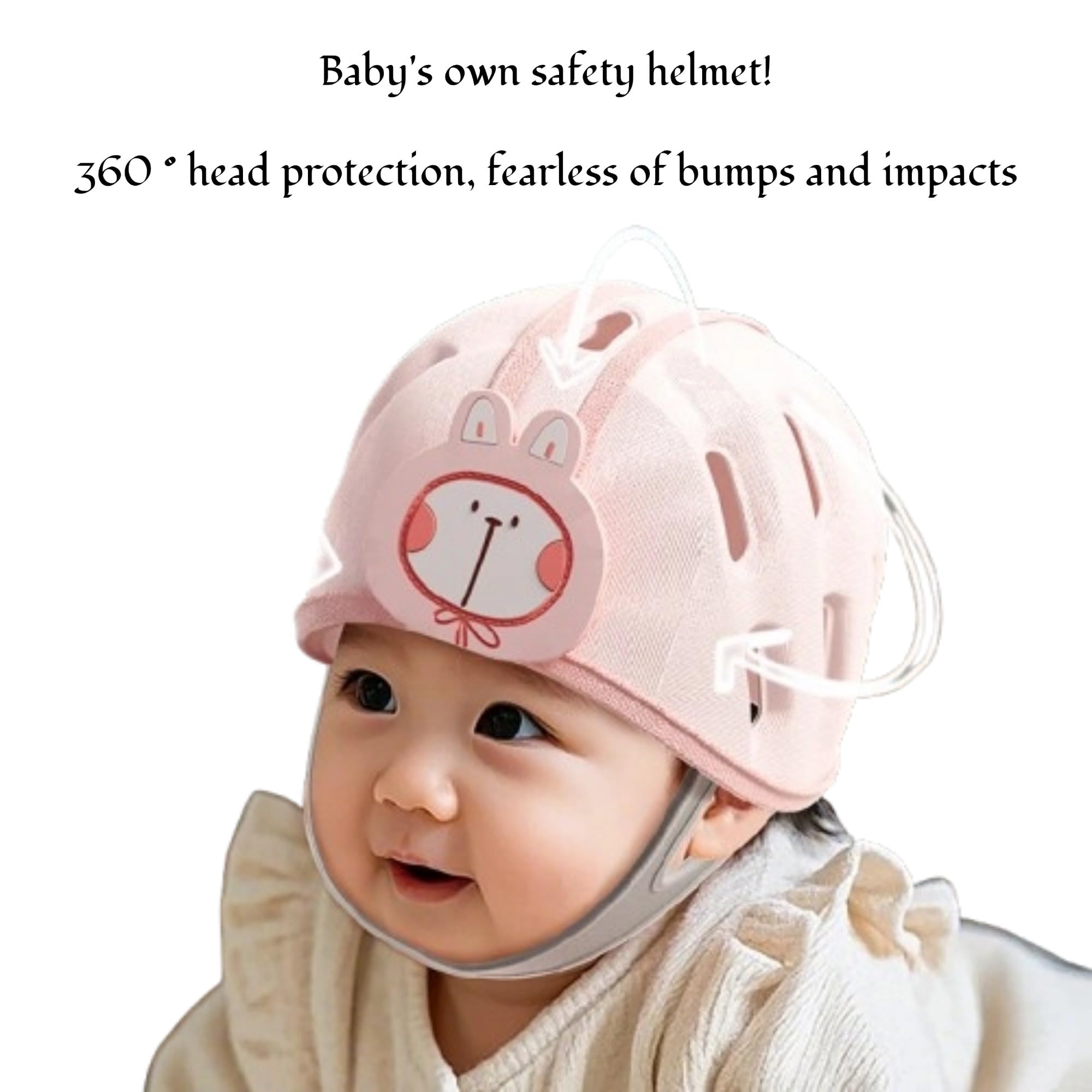 AHVERI Baby Safety Helmet back view highlights secure strap and comfortable sizing.