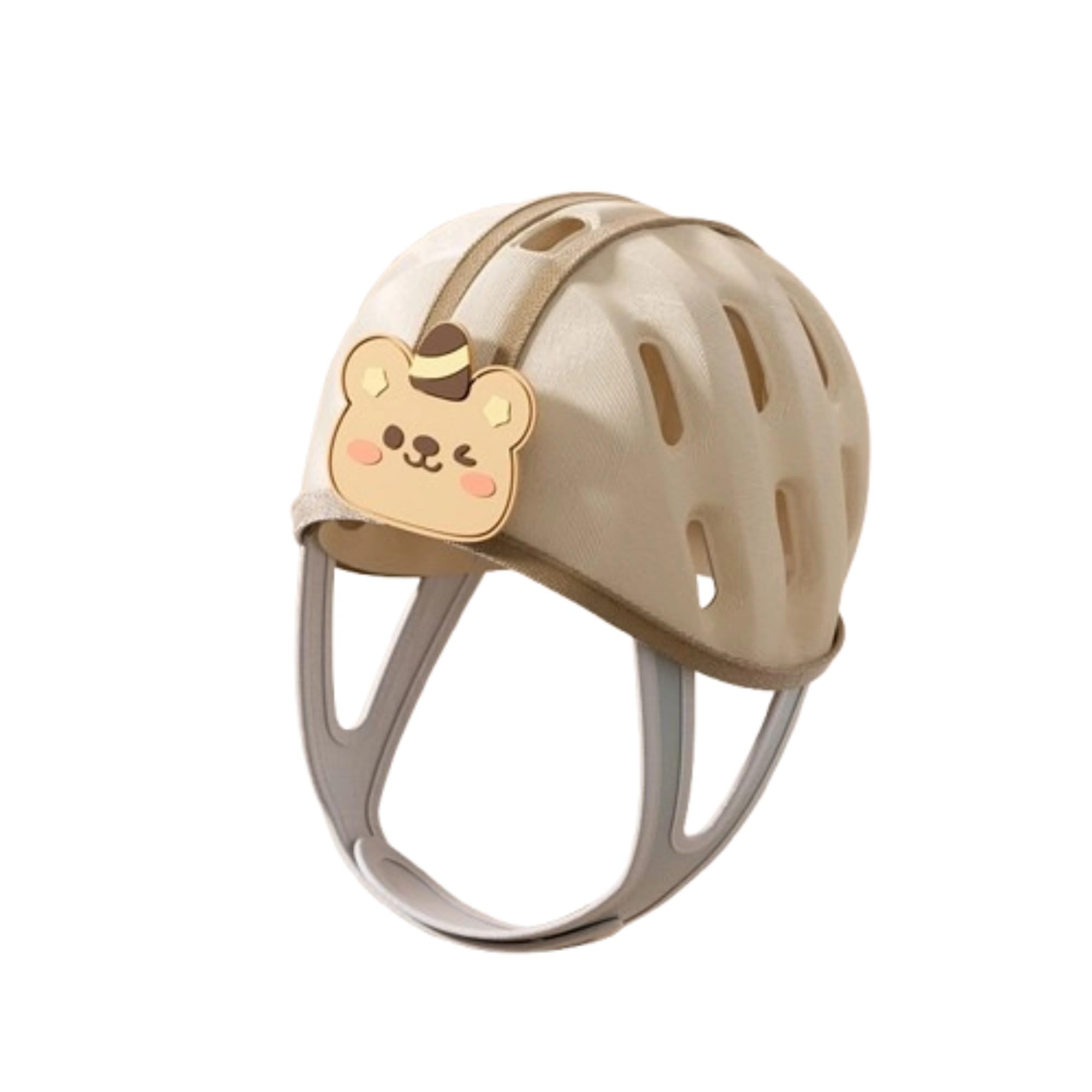 AHVERI Baby Safety Helmet Yellow Bear front view for reliable head protection during exploration.