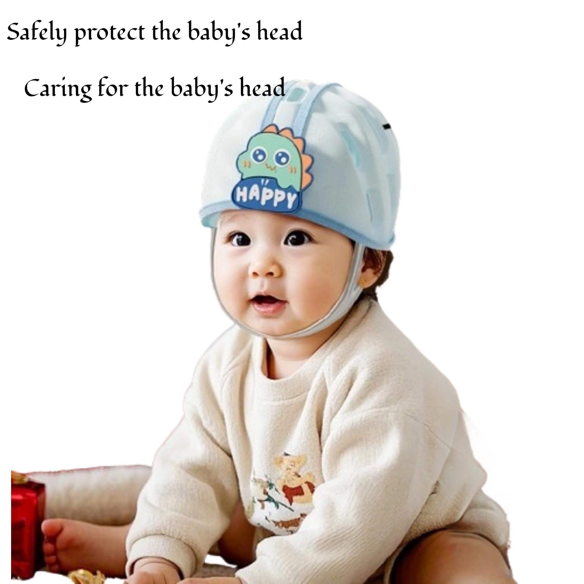 AHVERI Baby Safety Helmet Yellow Bear lightweight shell enhances comfort during playtime.