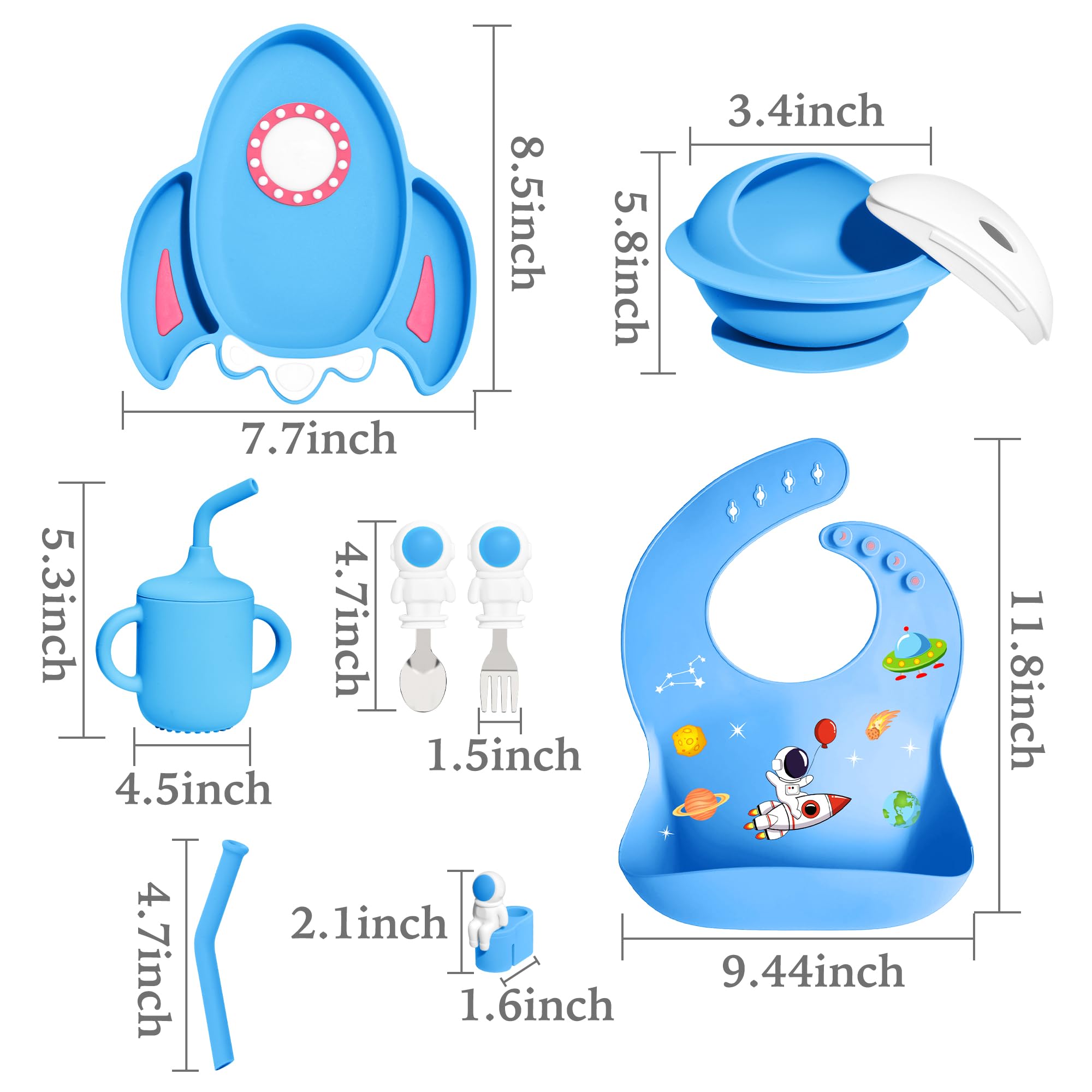 Ai Bei dishwasher-safe silicone set blue eases quick cleanup after meals.