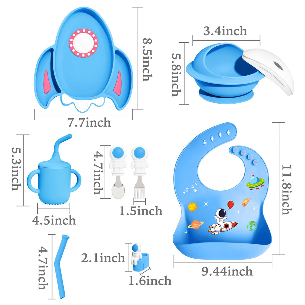 Ai Bei dishwasher-safe silicone set blue eases quick cleanup after meals.