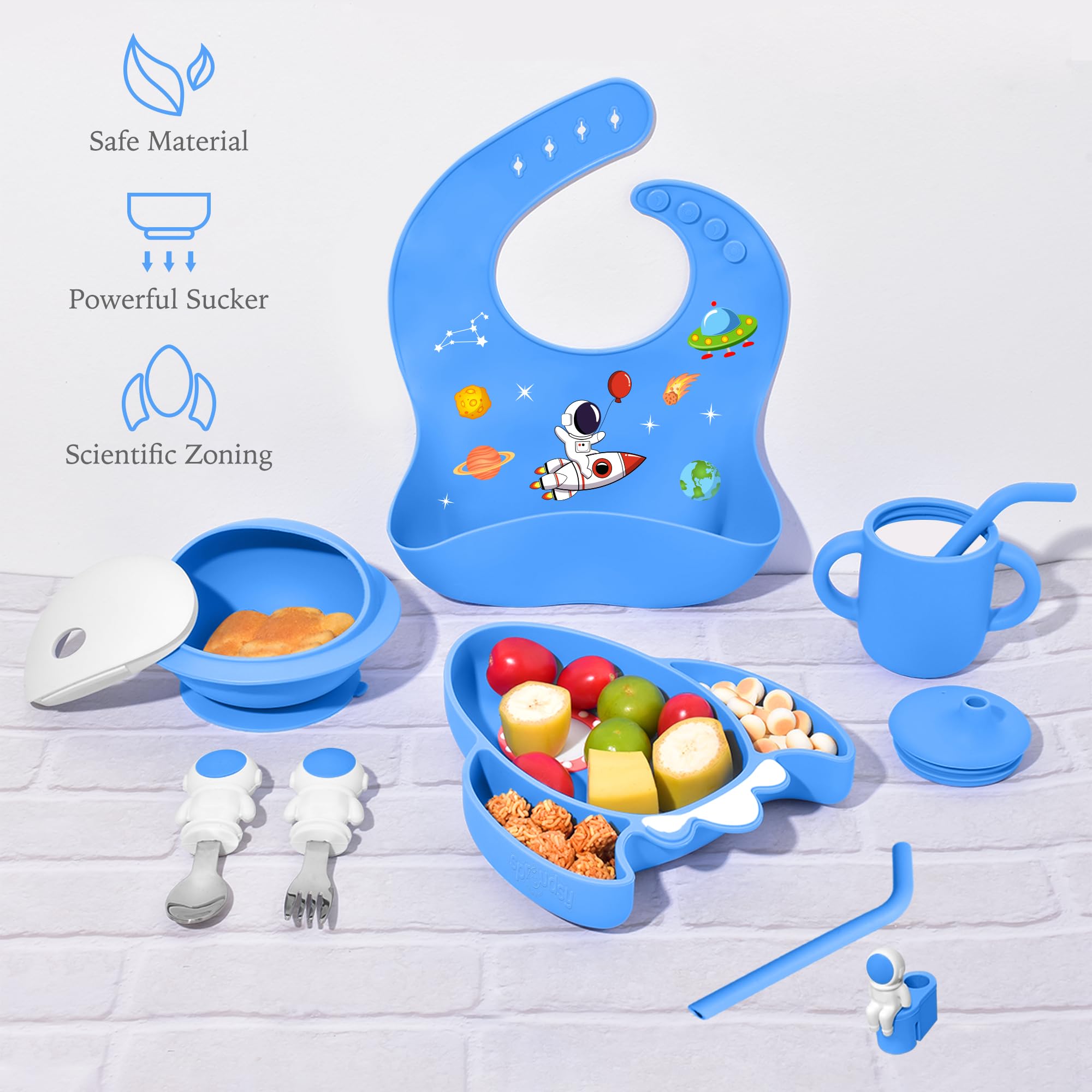 Ai Bei silicone baby cup straw blue offers soft grip for little hands.