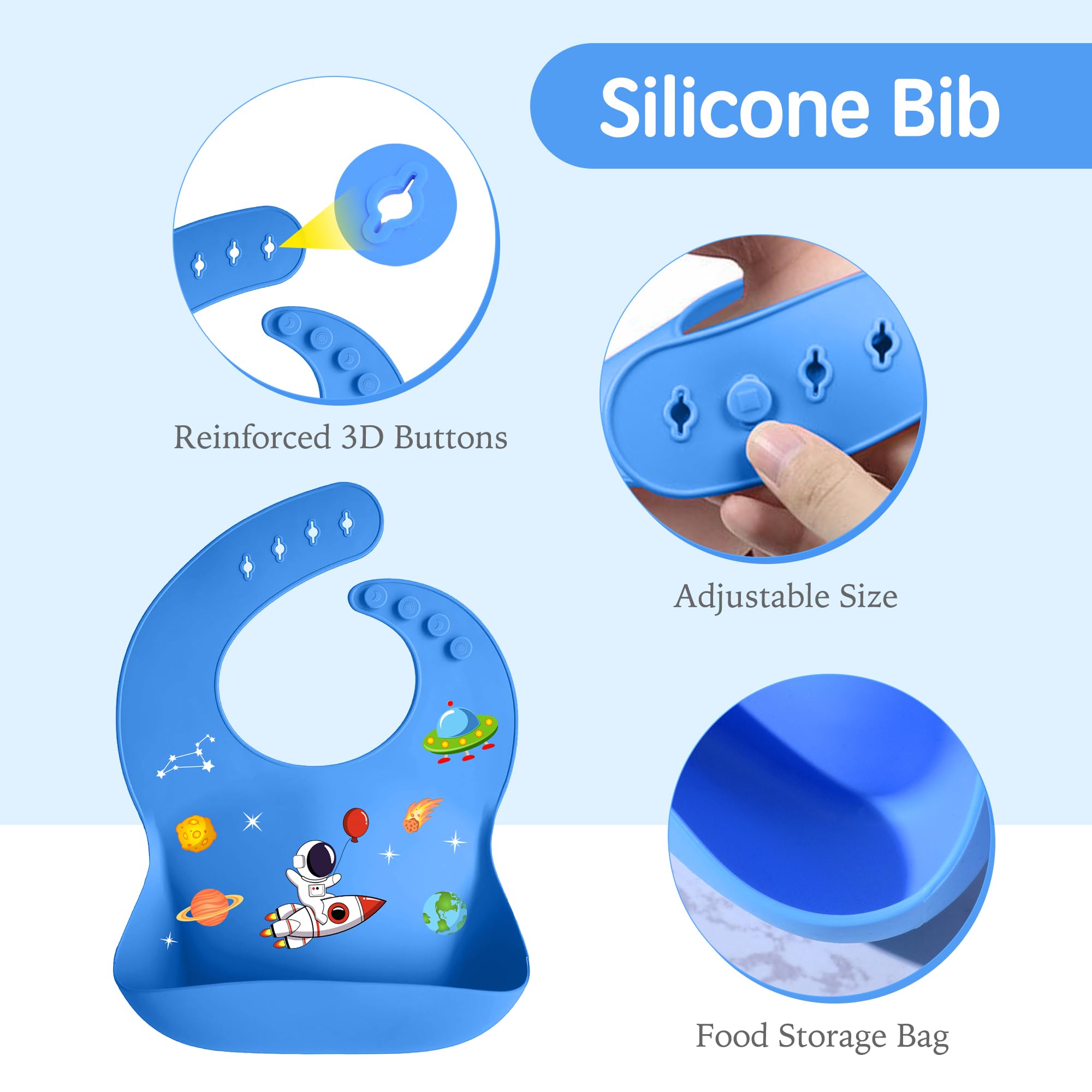 Ai Bei silicone suction bowl blue stays firmly on the table for calm meals.