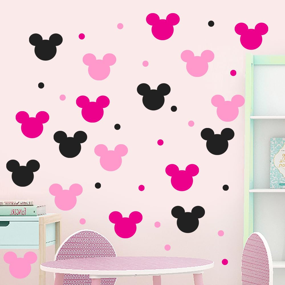 AI PARTY mouse wall decal highlights pink accents for quick girls room refresh.
