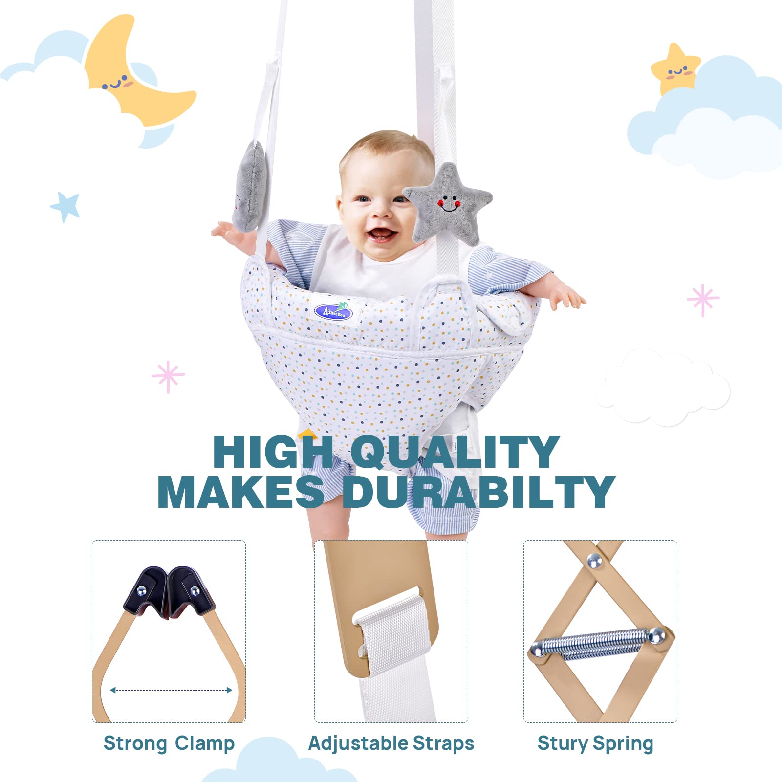 AiBeeYou safety-focused design features three supportive straps to prevent tumbles.